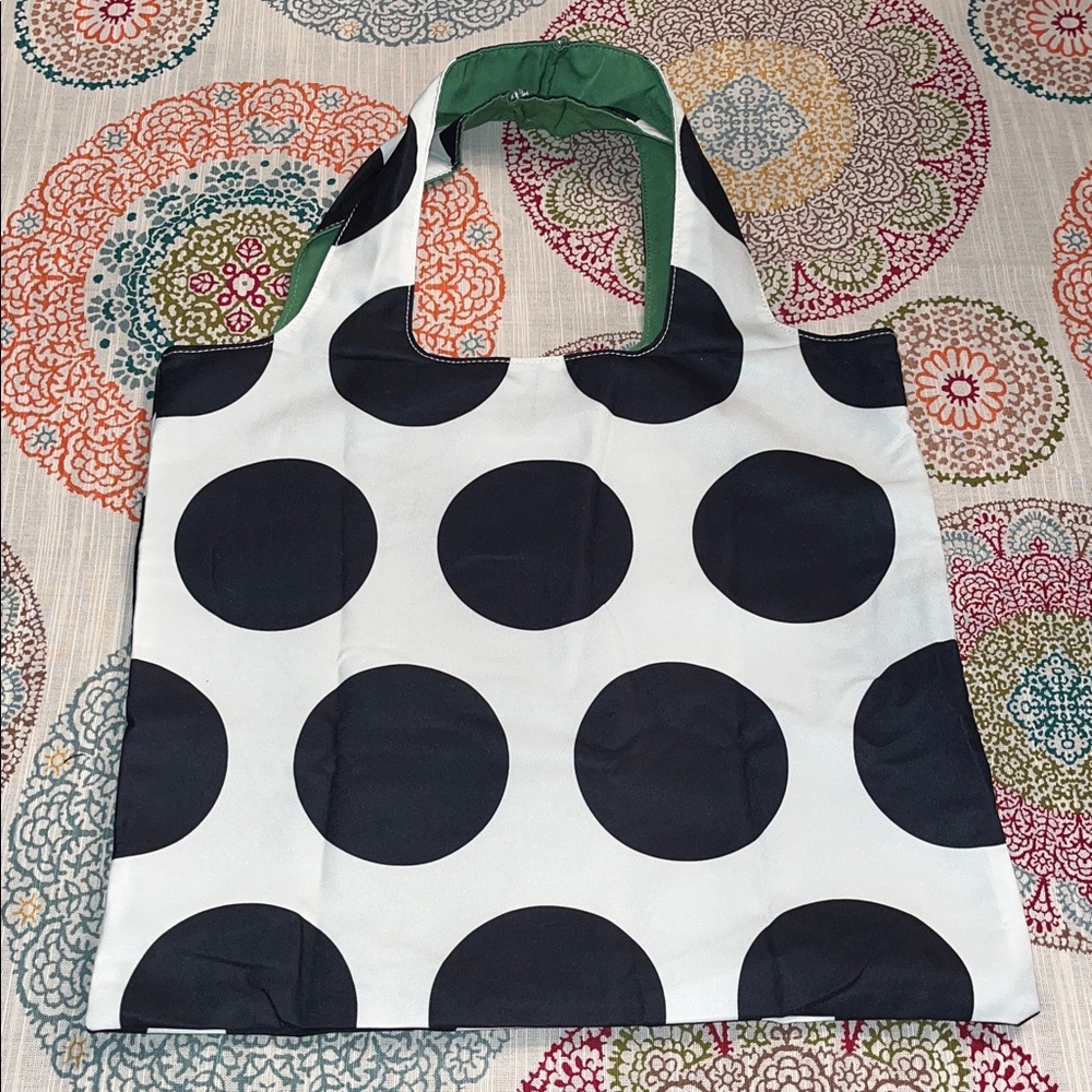 kate spade NIP! Reversible - Black & White Polka Dot /Green Tote Bag - Picture 6 of 12